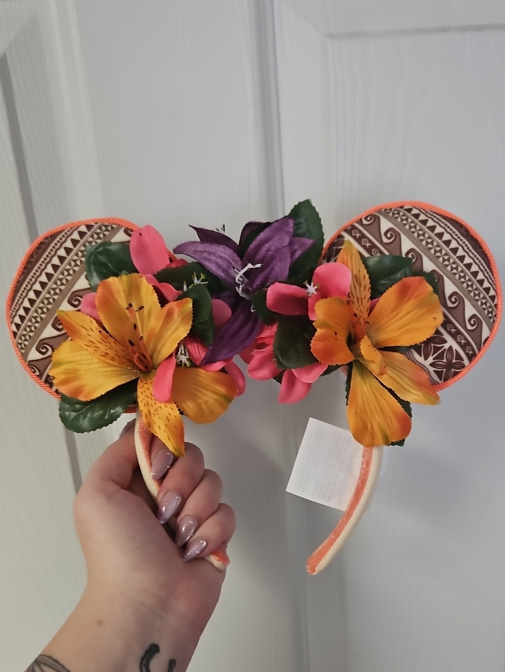 Moana Floral Orange and Pink Decorative Ear Headband From Walt Disney World